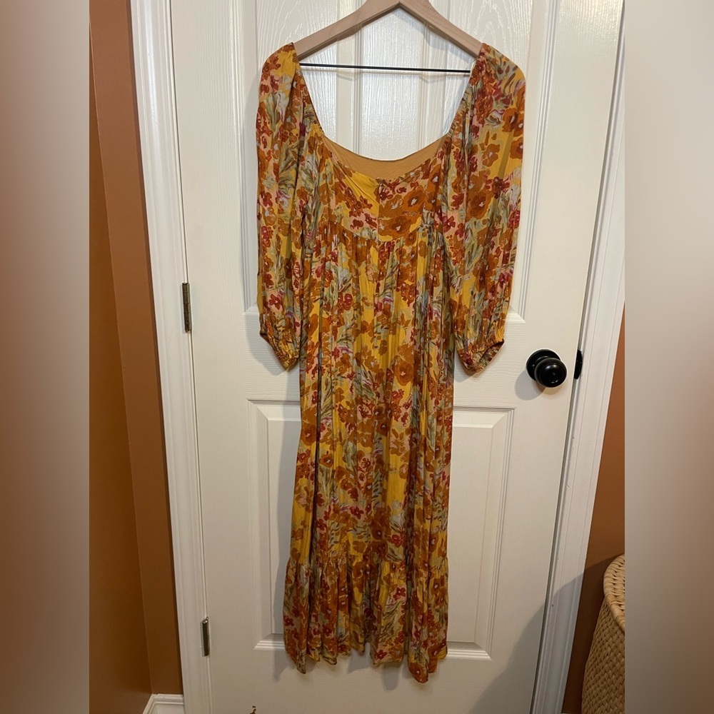 Vestique Whimsical Cottagecore Floral Poppy 3/4 Sleeve Maxi Dress Size Medium - Picture 9 of 10